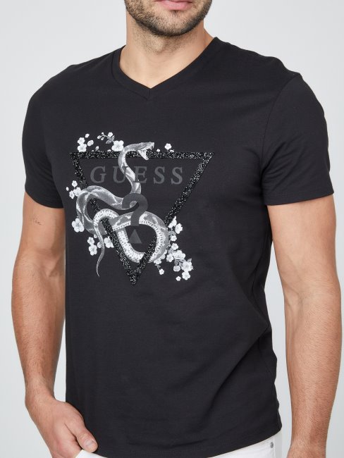 Tee Shirt Logo Guess Zeus Noir De Jais