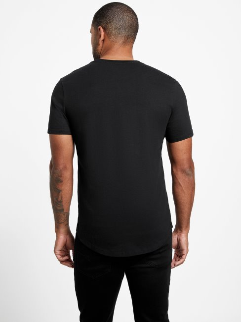 Tee Shirt Guess Ciro Roses Noir De Jais