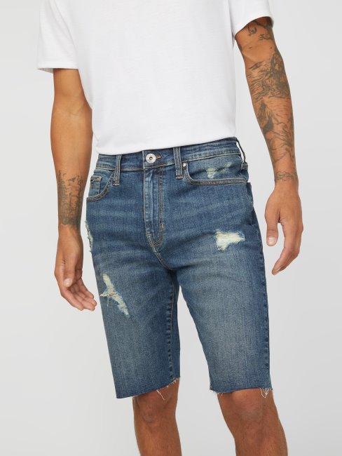 Short En Jean Droit Clarke Délavage Destroy Dark Guess