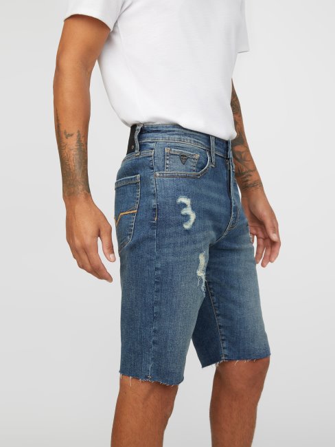 Short En Jean Droit Clarke Délavage Destroy Dark Guess
