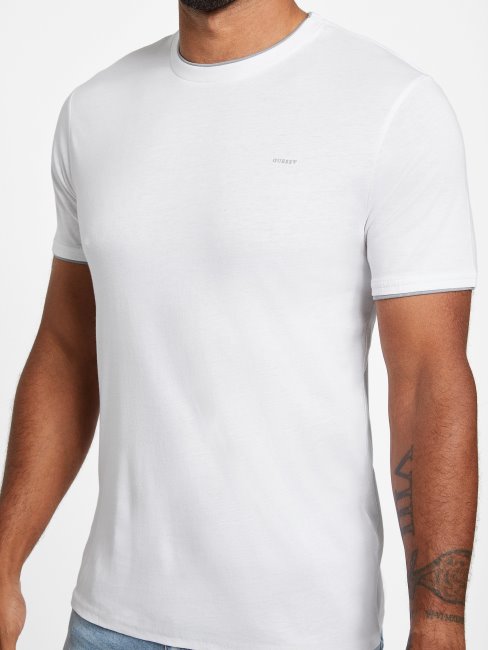 T-shirt à Superpositions Guess Carmin Blanc Pur