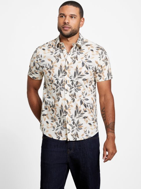 Tee Shirt Tadd Leaf Blanc Perle Guess