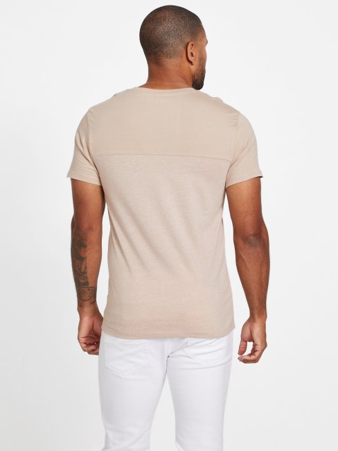 T-shirt Colour-block Guess Ganton En Velours Taupe