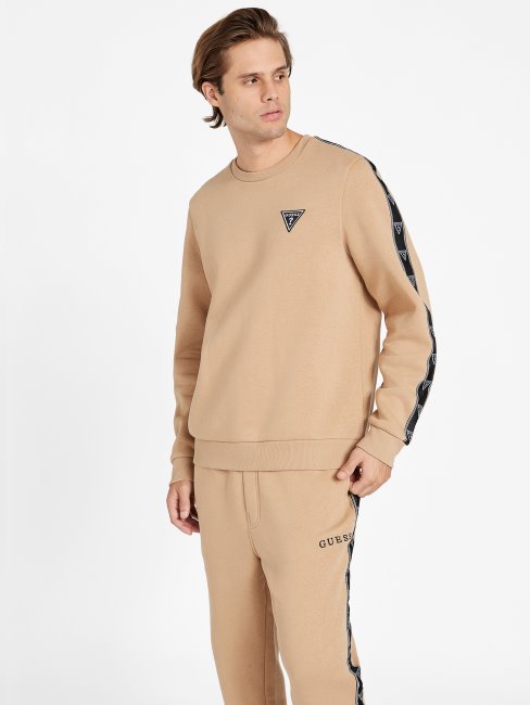 Pull à Col Rond Et Logo Guess Dover Taupe Grillé