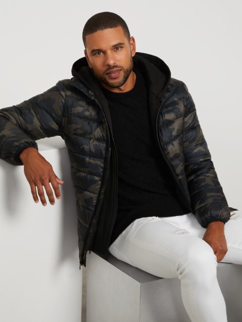 Guess Hampton Doudoune à Capuche Camouflage