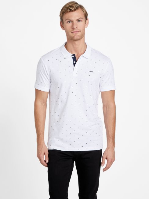 Polo Géométrique Blanc Pur Eco Dev Guess