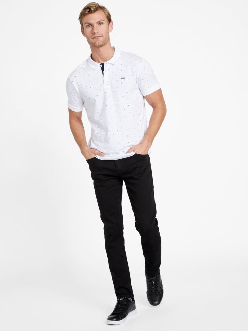 Polo Géométrique Blanc Pur Eco Dev Guess