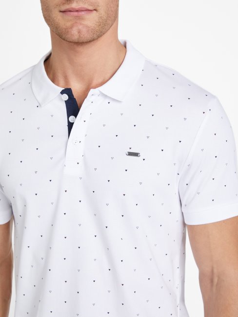 Polo Géométrique Blanc Pur Eco Dev Guess