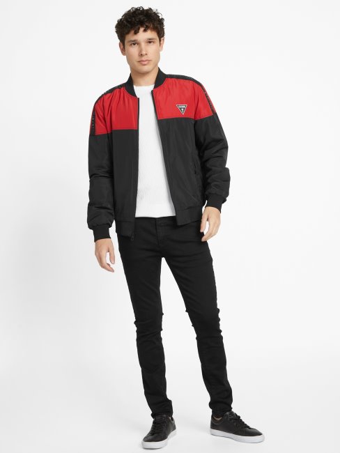 Veste Aviateur Guess Eco Terry Rugby Rouge Multi