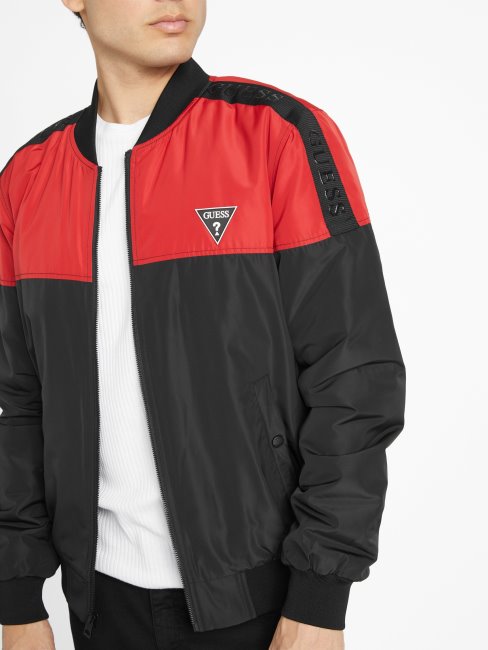 Veste Aviateur Guess Eco Terry Rugby Rouge Multi