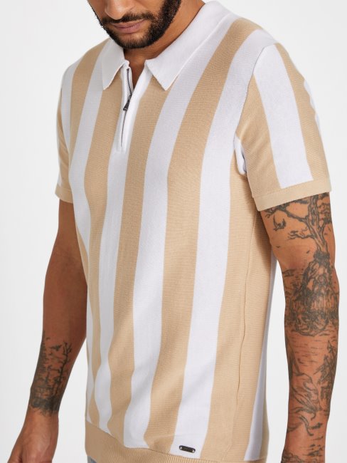 Polo Eco Feiz Demi-zip Taupe Mousseux Et Pure Avec Guess