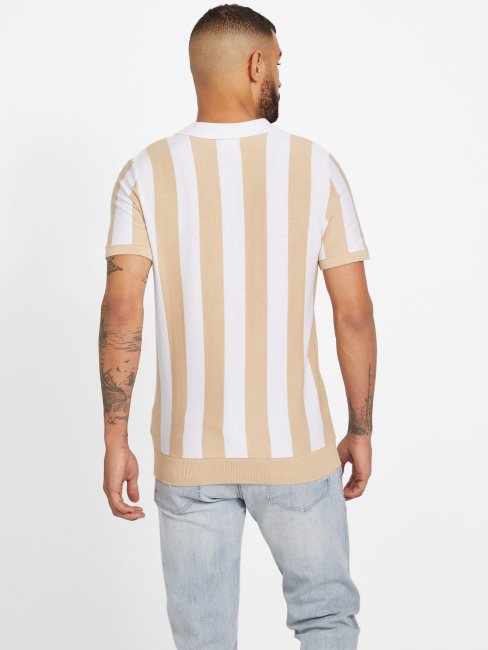 Polo Eco Feiz Demi-zip Taupe Mousseux Et Pure Avec Guess