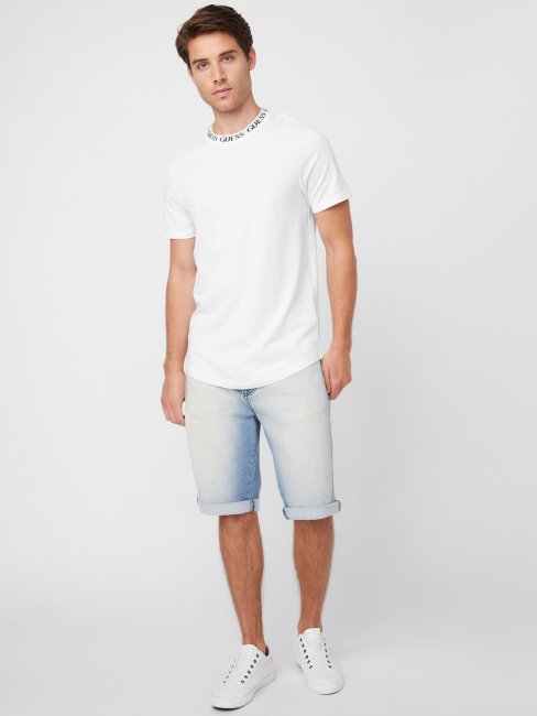 Guess Col Ras Du Cou à Logo Ronnie Blanc Pur