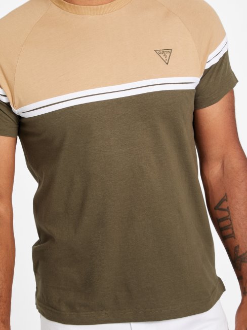 Tee Shirt Guess Eco Kido Color Block Olive Morning