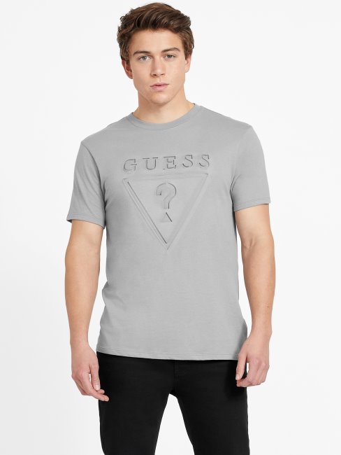 Tee Shirt Col Rond Logo Guess Aimant Gris
