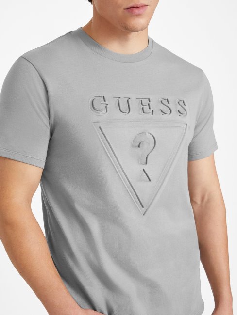 Tee Shirt Col Rond Logo Guess Aimant Gris