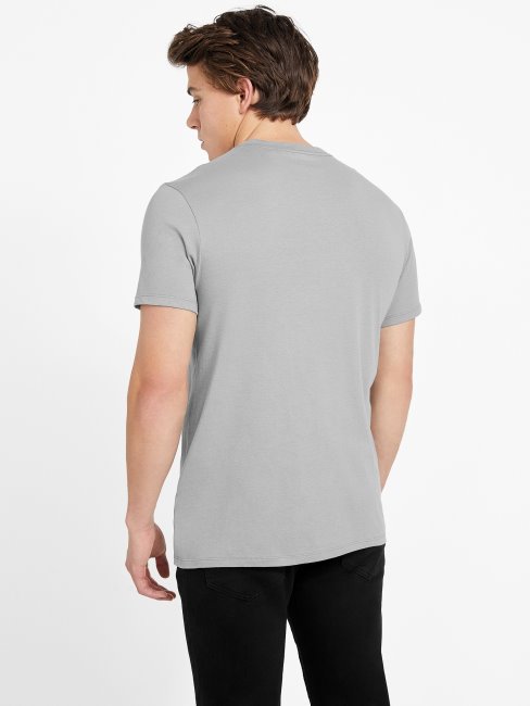 Tee Shirt Col Rond Logo Guess Aimant Gris
