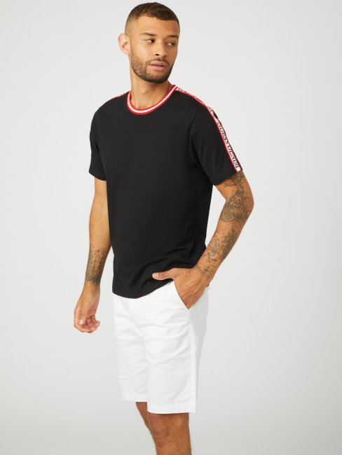 T-shirt Guess Hyatt à Bande Logo Jet Noir