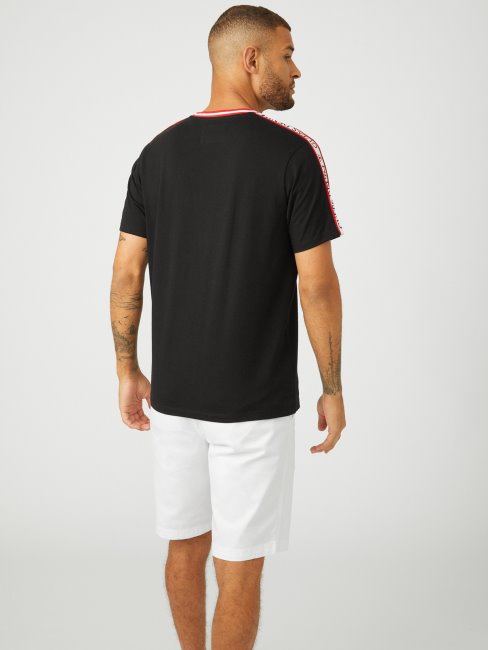 T-shirt Guess Hyatt à Bande Logo Jet Noir