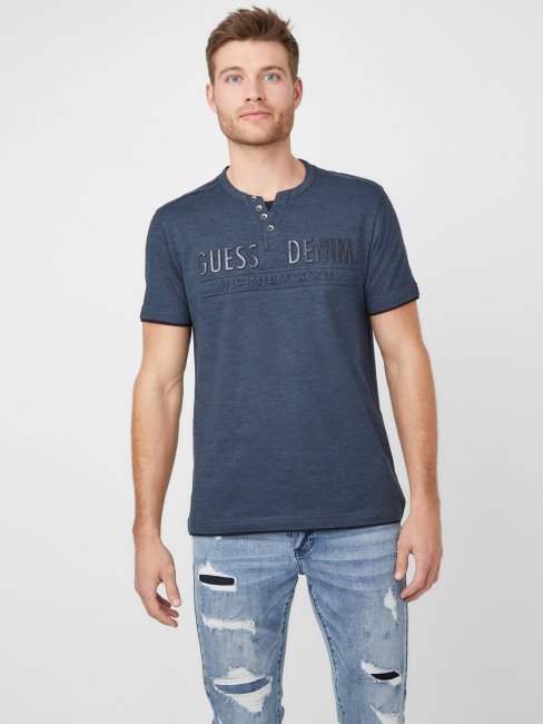 Tee Shirt Henley Chiné Bleu Mulit Edgar Officier Devine