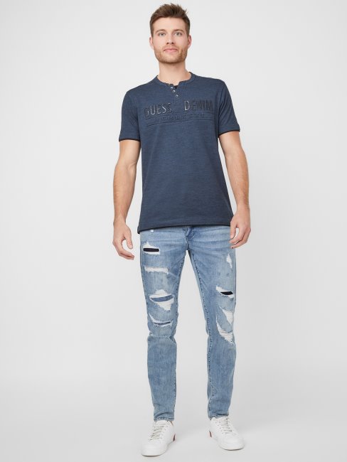 Tee Shirt Henley Chiné Bleu Mulit Edgar Officier Devine