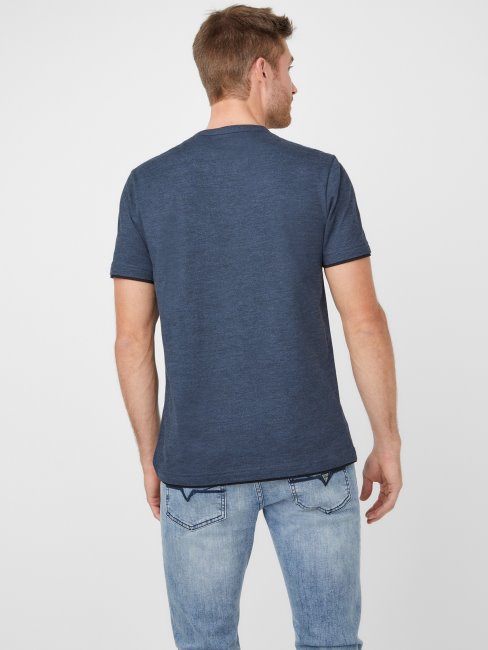 Tee Shirt Henley Chiné Bleu Mulit Edgar Officier Devine