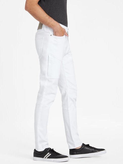 Délavé Blanc Destory Cooper Moto Jeans Guess