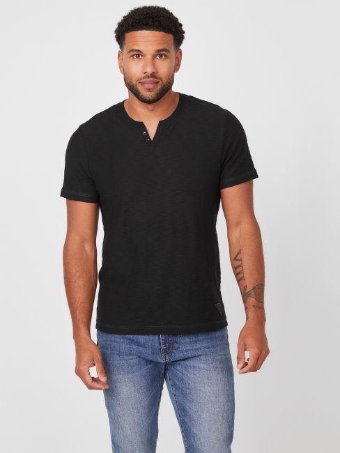Tee Shirt Guess Eco Ricky Fendu Noir De Jais