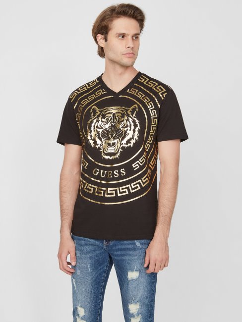 Tee Shirt Guess Griffon Tigre Noir De Jais