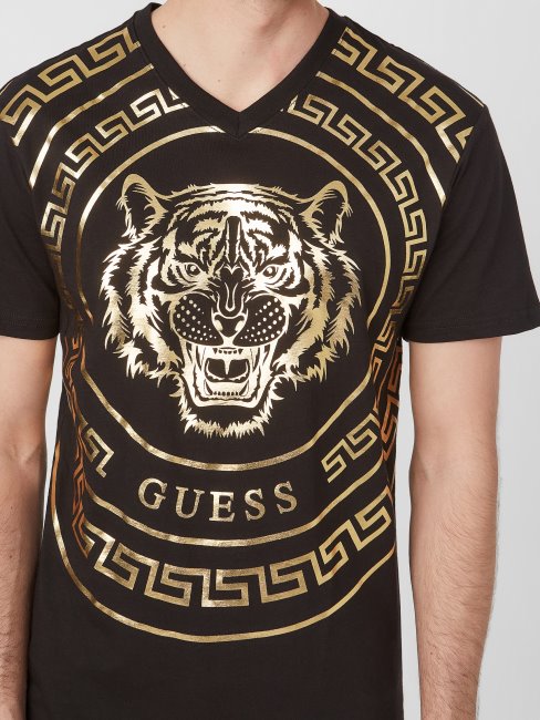 Tee Shirt Guess Griffon Tigre Noir De Jais