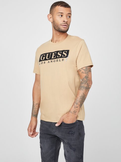 T-shirt Logo Métallisé Greg Taupe Grillé Guess