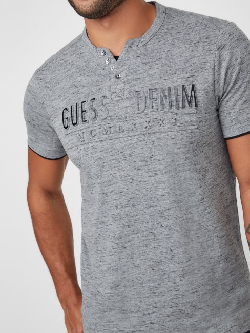 Edgar Marled Henley Tee Guess Medium Charbon Chiné