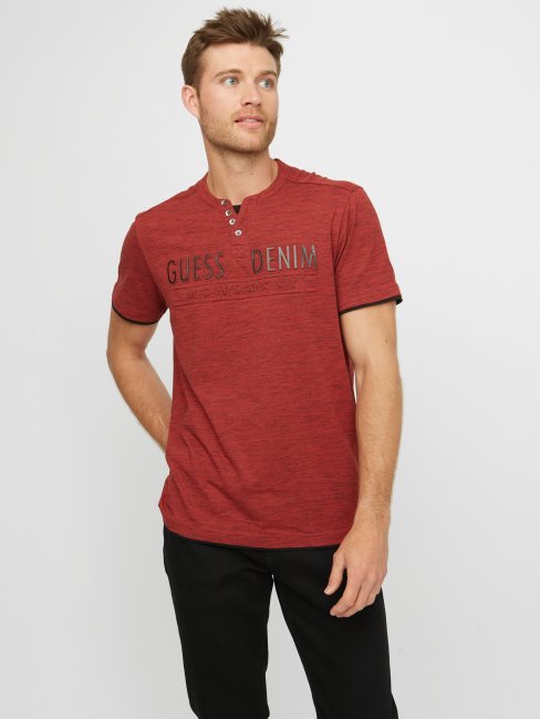 T-shirt Henley Chiné Edgar Multi Rouge Varsity