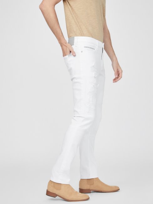 Jeans Barton Blanc En Détresse Lavage Destroy Blanc Deviner