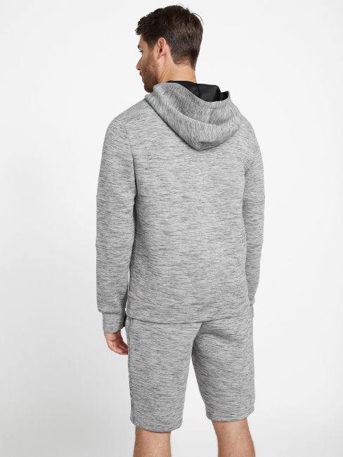 Guess Sweat à Capuche Gris Clair Chiné Berto Avec Trou Pour Le Pouce