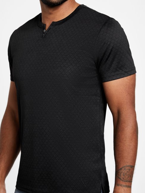 Tee Shirt Jacquard Guess Waken Noir De Jais