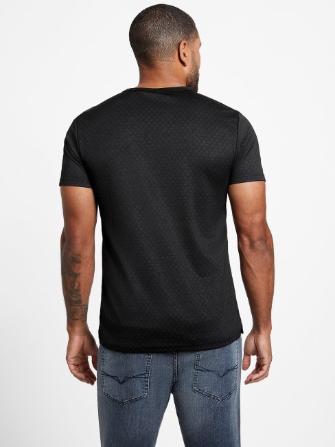 Tee Shirt Jacquard Guess Waken Noir De Jais