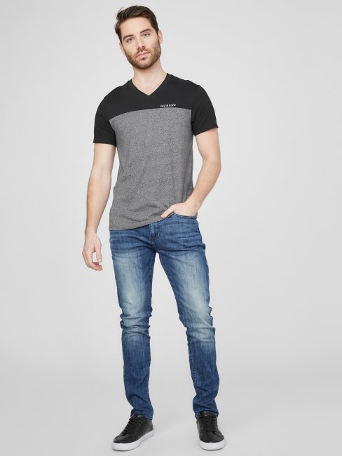 Ganton Color-block Col V Tee Noir Jet Guess