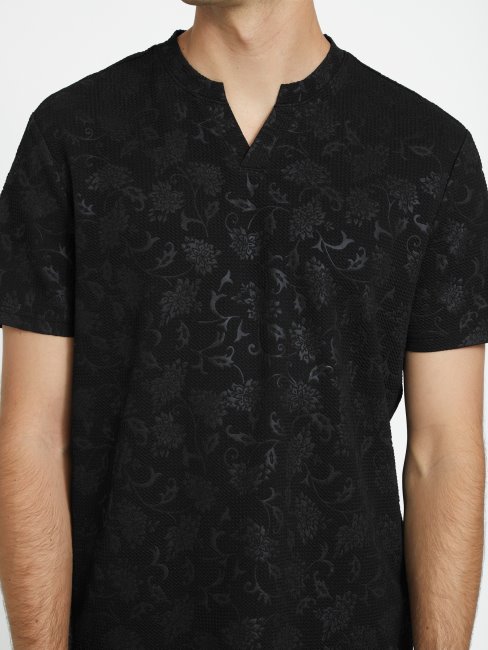 Tee Shirt Guess Romero Jacquard Noir De Jais