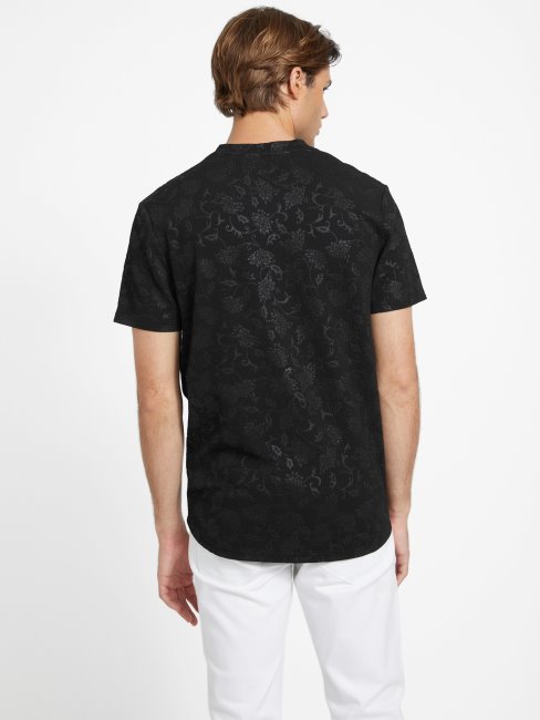 Tee Shirt Guess Romero Jacquard Noir De Jais