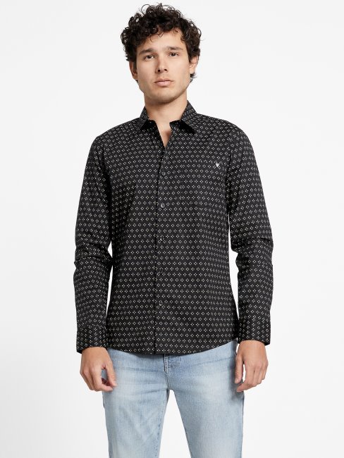 Chemise Guess Tully Geo Pocket Noir De Jais