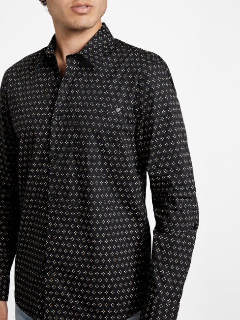 Chemise Guess Tully Geo Pocket Noir De Jais
