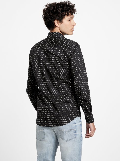 Chemise Guess Tully Geo Pocket Noir De Jais