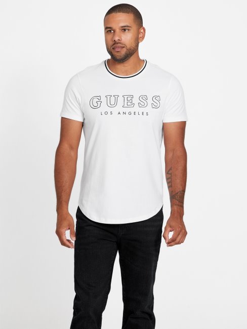 T-shirt Long à Col Rond Zade Blanc Pur Guess