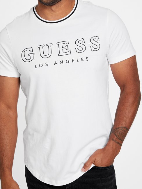 T-shirt Long à Col Rond Zade Blanc Pur Guess