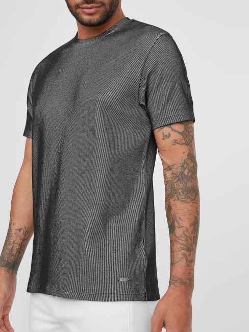 T-shirt Côtelé Noir De Jais Russle Guess