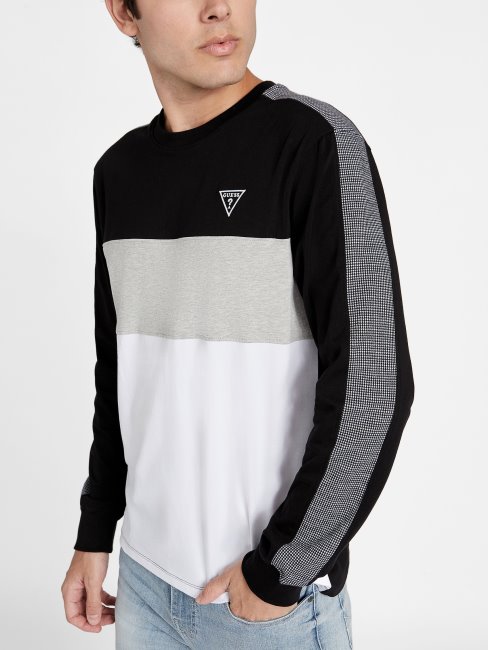 Pull à Col Rond Eco Arto Color-block Jet Black Multi Guess