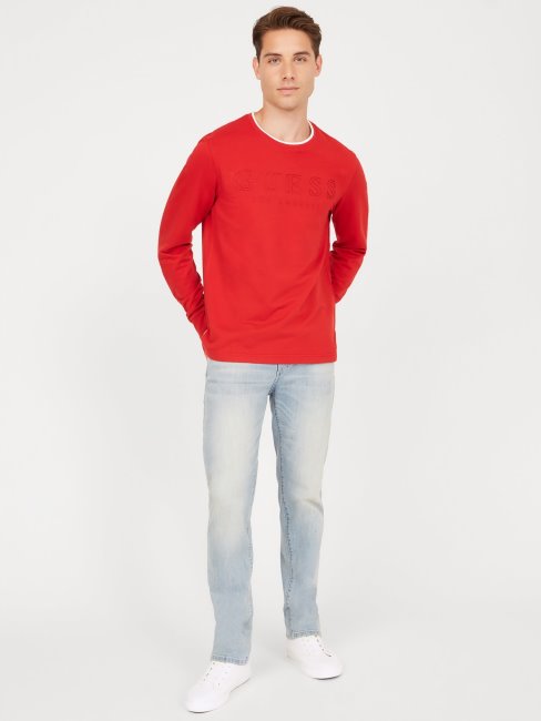 T-shirt Manches Longues Kalico Logo Guess Rouge Noir