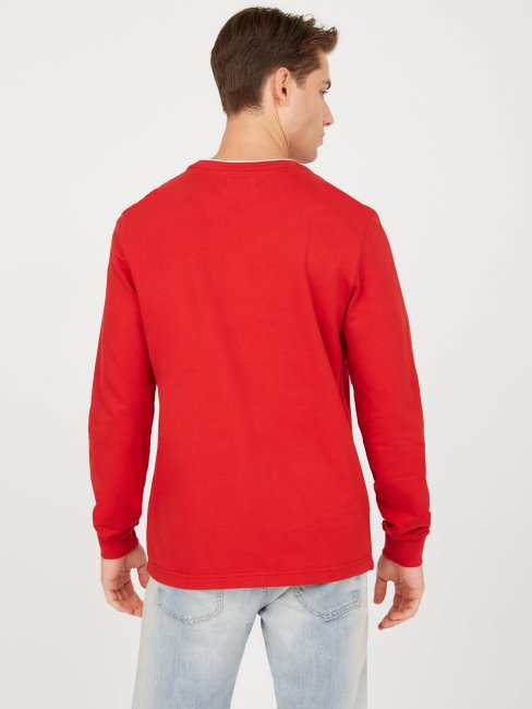 T-shirt Manches Longues Kalico Logo Guess Rouge Noir