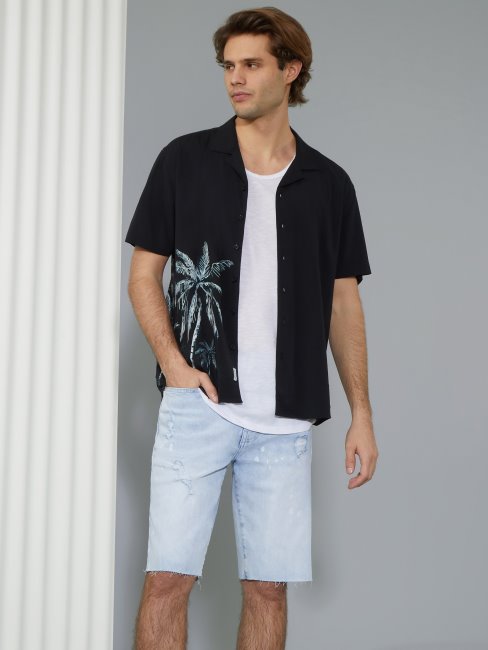 Short En Jean Droit Clair Délavé Clarke Guess